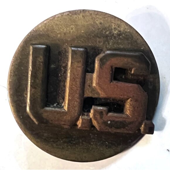 Vintage U.S. Military Lapel Bronze Pin US & Ribbon Bar Set WWII Memorabilia - Picture 3 of 5